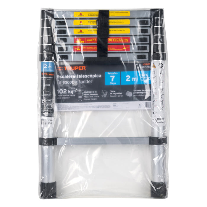 Escalera telescópica, 7 peldaños, tipo II, capacidad 102kg 101903 ESTE-207