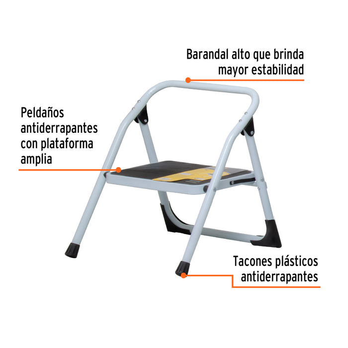 Escalera tubular, plegable, 1 peldaño, Pretul 24117 ESTU-1P