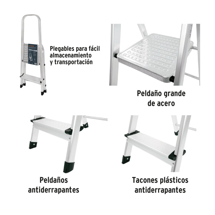 Escalera tubular, plegable, 2 peldaños, Truper 103142 ESTU-2
