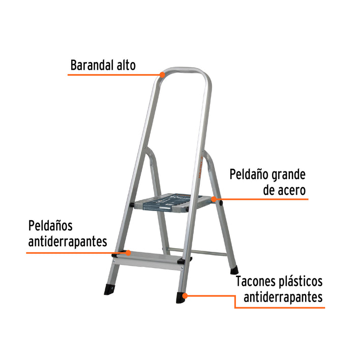 Escalera tubular, plegable, 2 peldaños, Truper 103142 ESTU-2