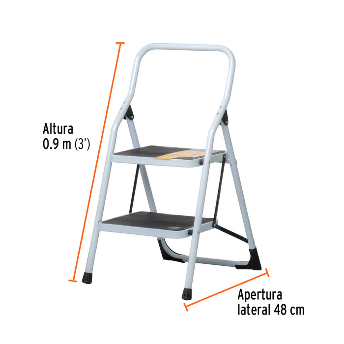 Escalera tubular, plegable, 2 peldaños, Pretul 24118 ESTU-2P