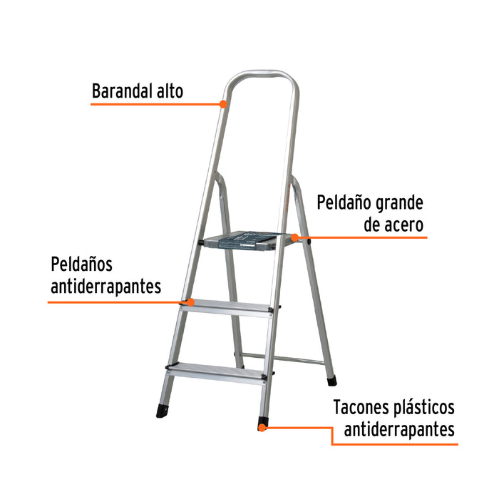 Escalera tubular, plegable, 3 peldaños, Truper 103143 ESTU-3
