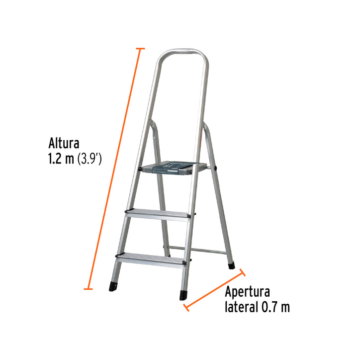 Escalera tubular, plegable, 3 peldaños, Truper 103143 ESTU-3