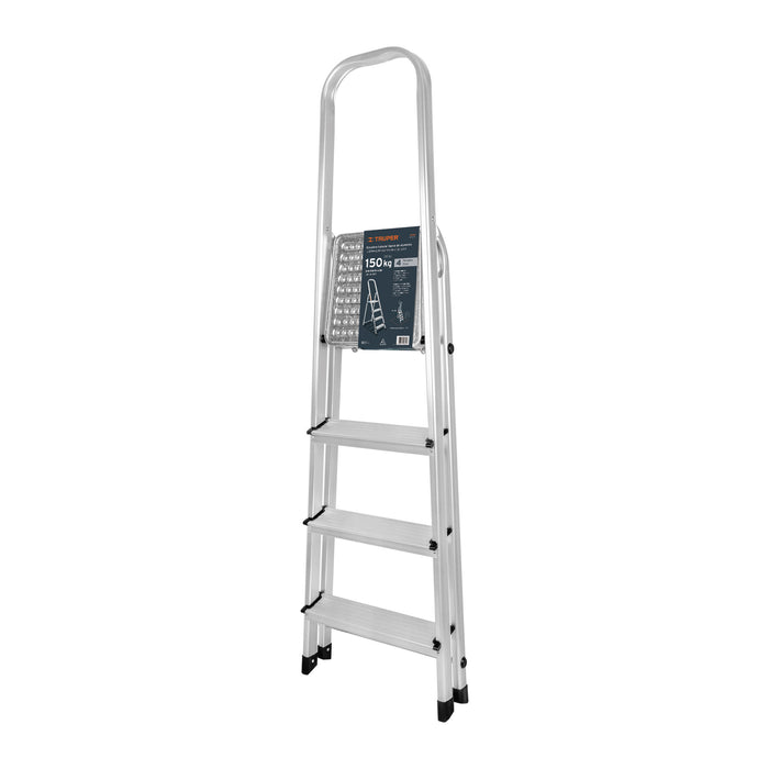Escalera tubular plegable, 4 peldaños, aluminio, Truper 16765 ESTU-4A