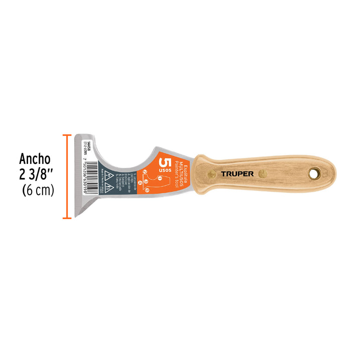 Espátula 2-1/2' de 5 usos con mango de madera, Truper Código: 14458