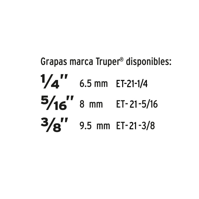 Engrapadora tipo pistola para ¼',5/16', 3/8', con 200 grapas 17963 ET-21