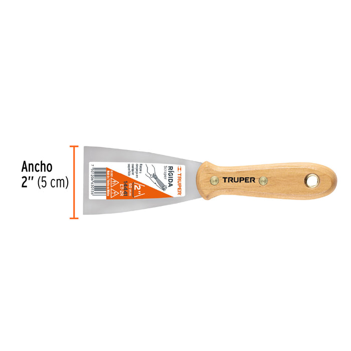 Espátula rígida 2' con mango de madera, Truper 14441 ET-2R
