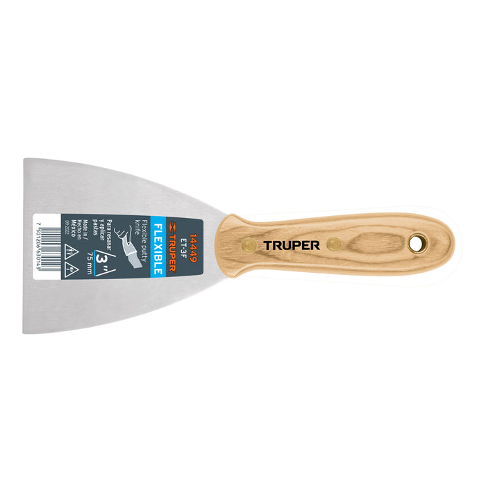 Espátula flexible 3' con mango de madera, Truper 14449 ET-3F