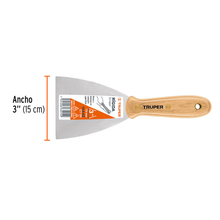 Espátula rígida 3' con mango de madera, Truper 14442 ET-3R