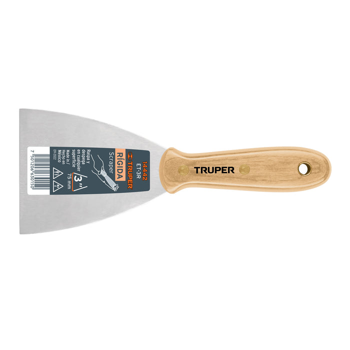 Espátula rígida 3' con mango de madera, Truper 14442 ET-3R