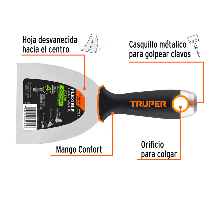 Espátula flexible 4' con mango de madera, Truper 14450 ET-4F