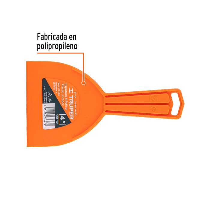 Espátula plástica de 4', Truper 14445 ET-4P