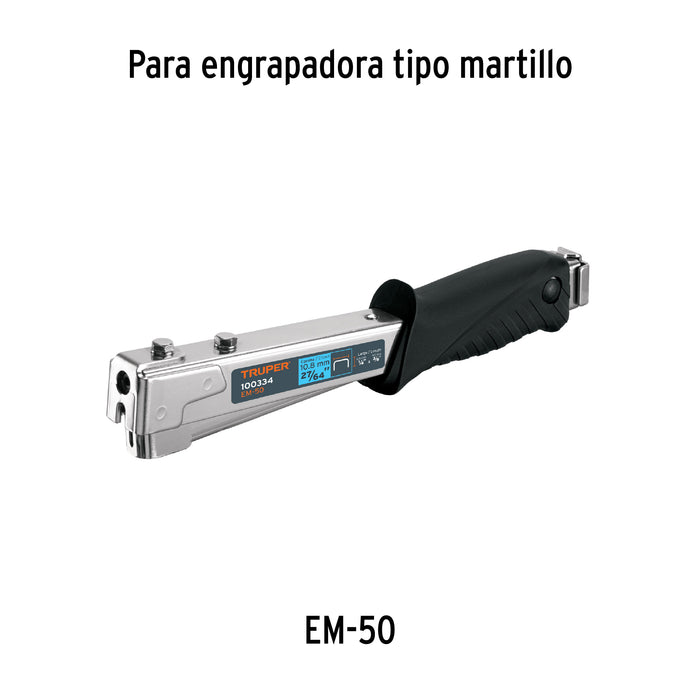 Caja con 1000 grapas 1/4' corona 10.7 mm para ET-50, Truper Código: 17965