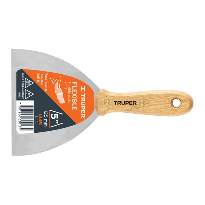 Espátula flexible 5' con mango de madera, Truper 14451 ET-5F
