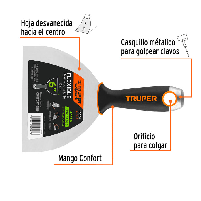 Espátula flexible 6' con mango de madera, Truper 14452 ET-6F