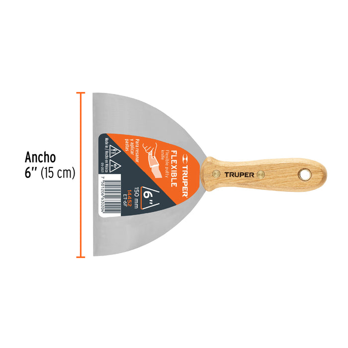 Espátula flexible 6' con mango de madera, Truper 14452 ET-6F