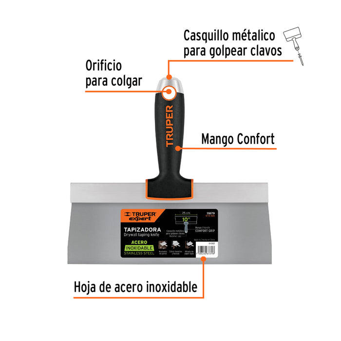 Espátula tapizadora de 10' acero al medio carbono, Truper 14460 ETA-10
