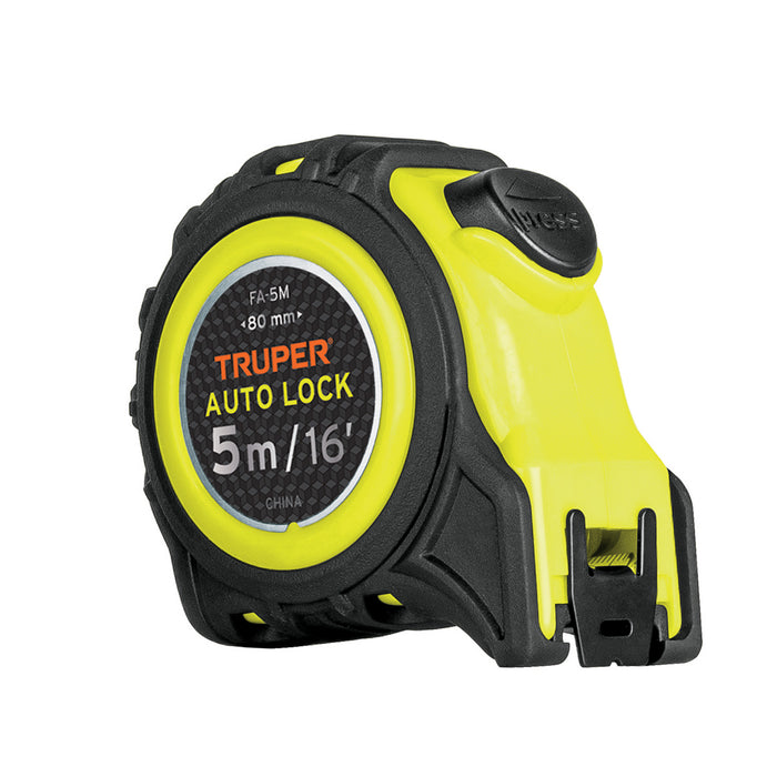 Flexómetro Auto-Lock contra impactos 5 m cinta 19 mm, Truper 10747 FA-5M