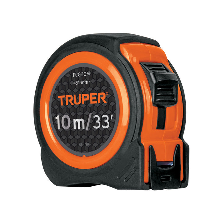 Flexómetro compacto 10 m con grip, cinta 25 mm, Truper 102332 FCG-10M