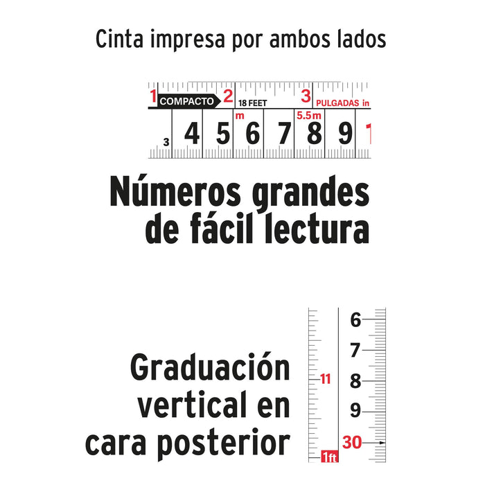 Flexómetro compacto 10 m con grip, cinta 25 mm, Truper 102332 FCG-10M
