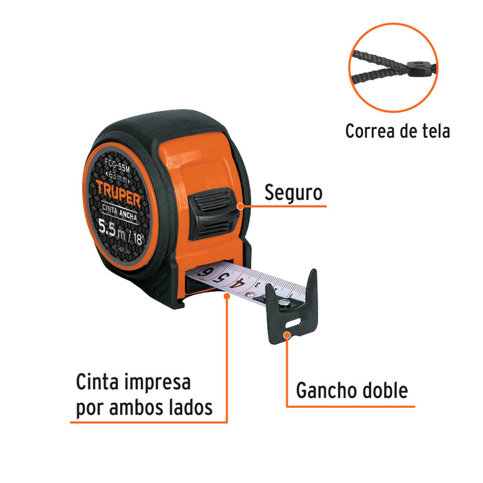 Flexómetro compacto contra impactos 5.5 m cinta 25 mm 12773 FCG-55M