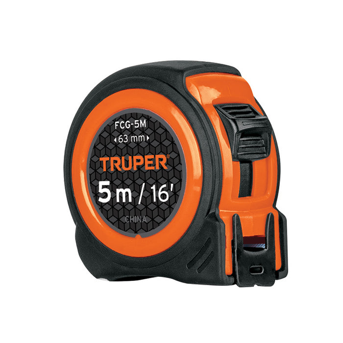 Flexómetro compacto contra impactos 5 m cinta 19 mm, Truper 12772 FCG-5M
