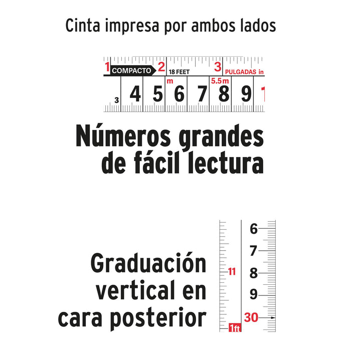 Flexómetro compacto contra impactos 8 m cinta 25 mm, Truper 12774 FCG-8M