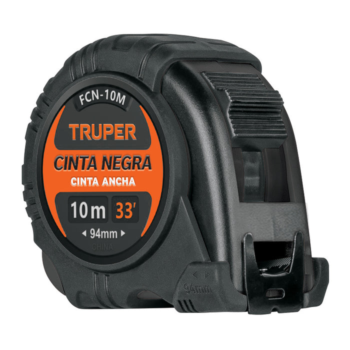 Flexómetro contra impactos 10 m, Cinta Negra 32 mm, Truper 103057 FCN-10M
