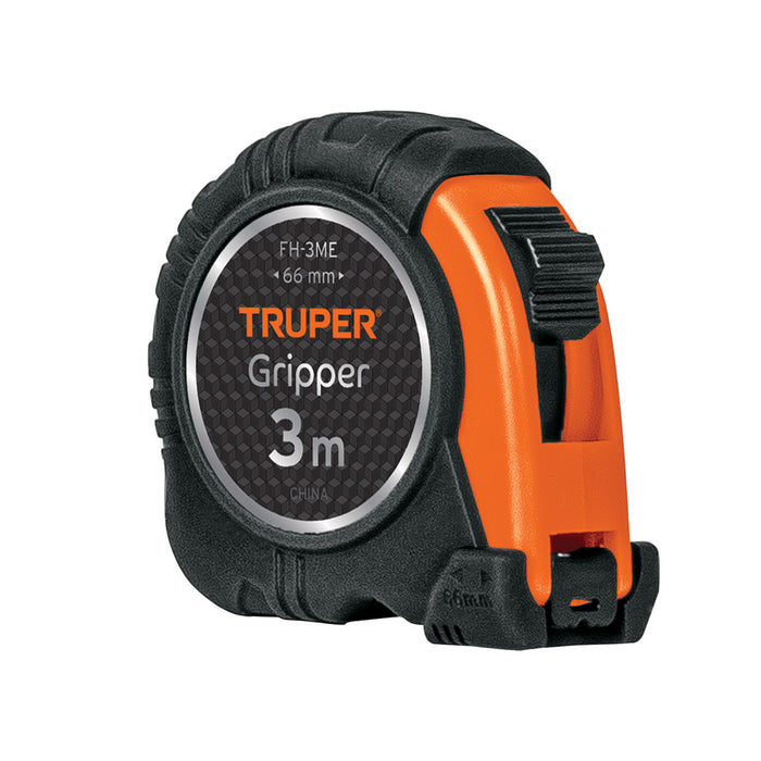 Flexómetro Gripper contra impactos 3 m cinta 13 mm, Truper 14577 FH-3M