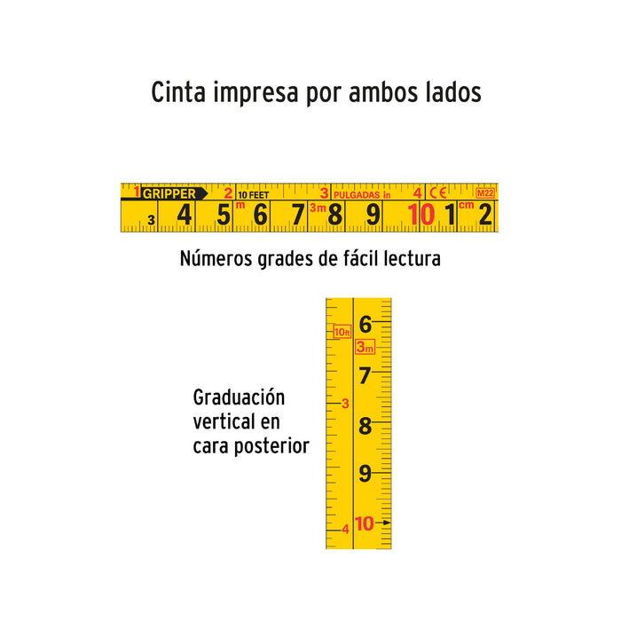 Flexómetro Gripper contra impactos 8 m cinta 25 mm, Truper 14579 FH-8M