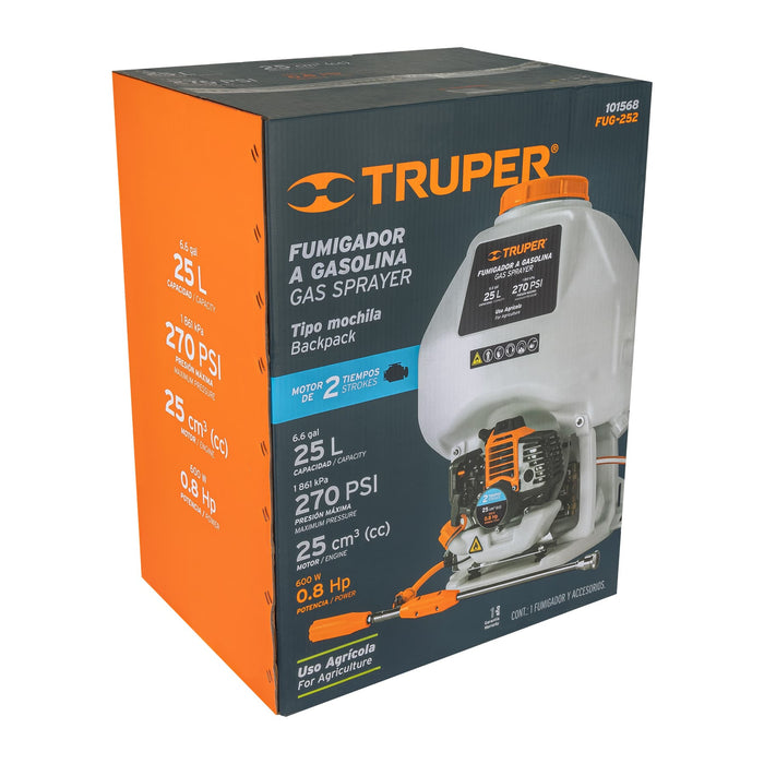 Fumigador de 25 L con motor a gasolina de 2 tiempos, Truper 101568 FUG-252