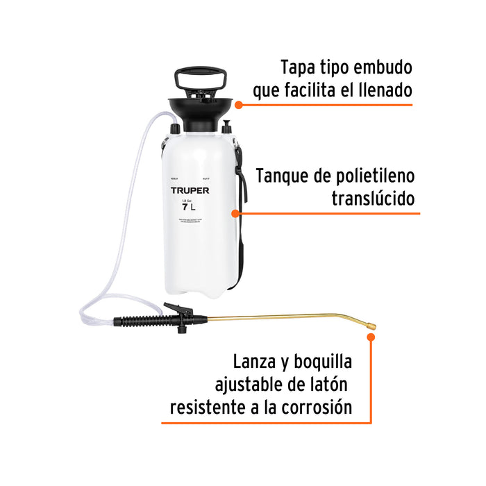 Fumigador jardinero 7 L (1.8 gal), Truper 10837 FUT-7