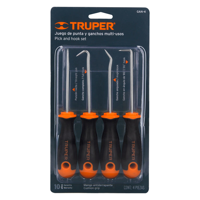 Juego de 4 puntas y ganchos multiusos, Truper 14210 GAN-4