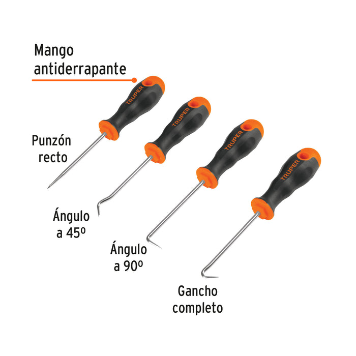Juego de 4 puntas y ganchos multiusos, Truper 14210 GAN-4