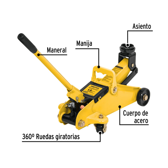 Gato hidráulico de patín 1.5t, 32 movimientos, Pretul 22070 GAPA-2P