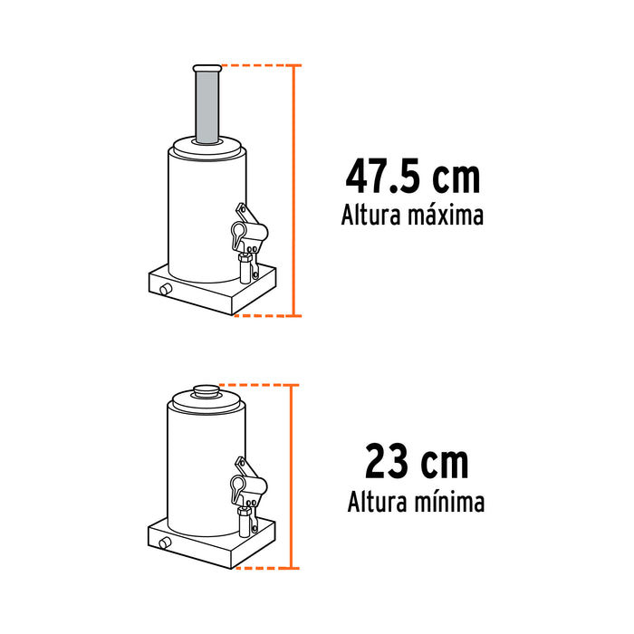 Gato hidráulico de botella de 12 Ton, Truper 14818 GAT-12