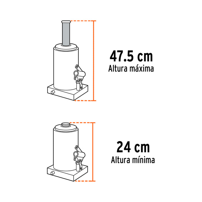 Gato hidráulico de botella de 21Ton, Truper 14822 GAT-20