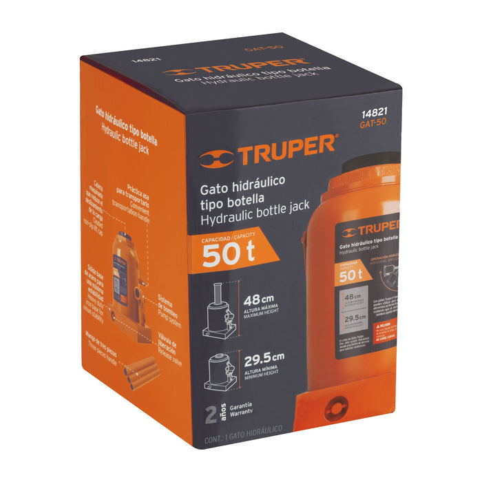 Gato hidráulico de botella de 50 Ton, Truper 14821 GAT-50