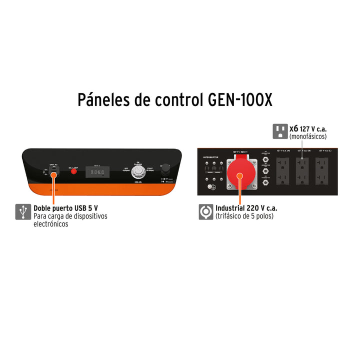 Generador portátil 10 kW motor a gasolina, Truper 14359 GEN-100X