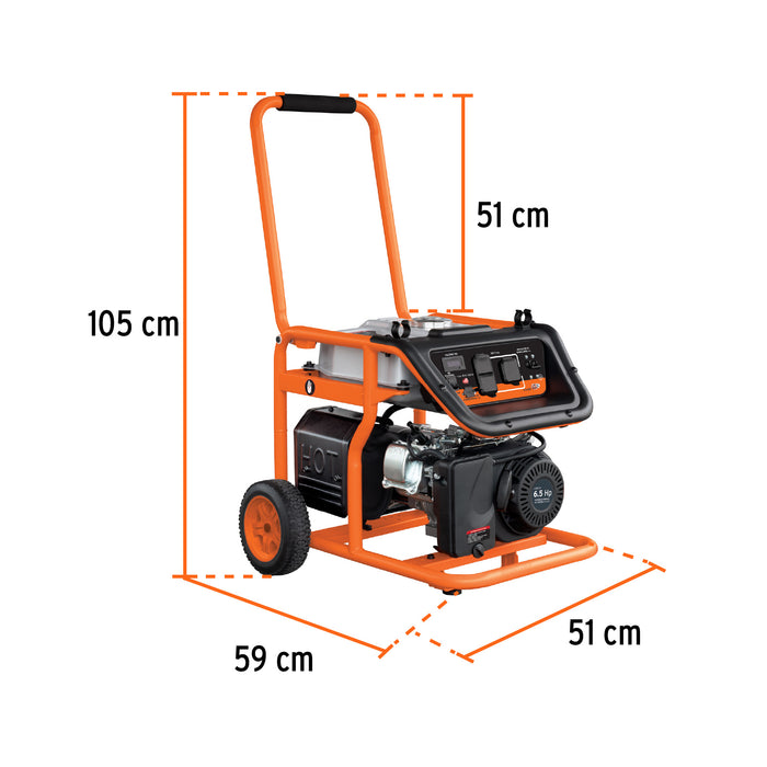 Generador portátil 2.5 kW motor a gasolina, Truper 15342 GEN-25X