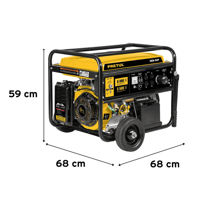 Generador portátil 6.6 kW motor a gasolina, Pretul 26035 GEN-55P