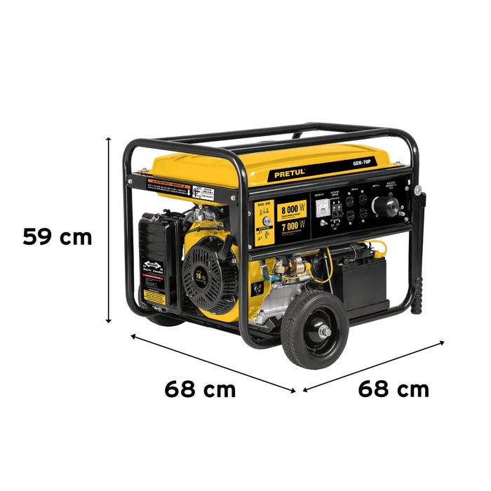 Generador portátil 8 kW motor a gasolina, Pretul 26036 GEN-70P