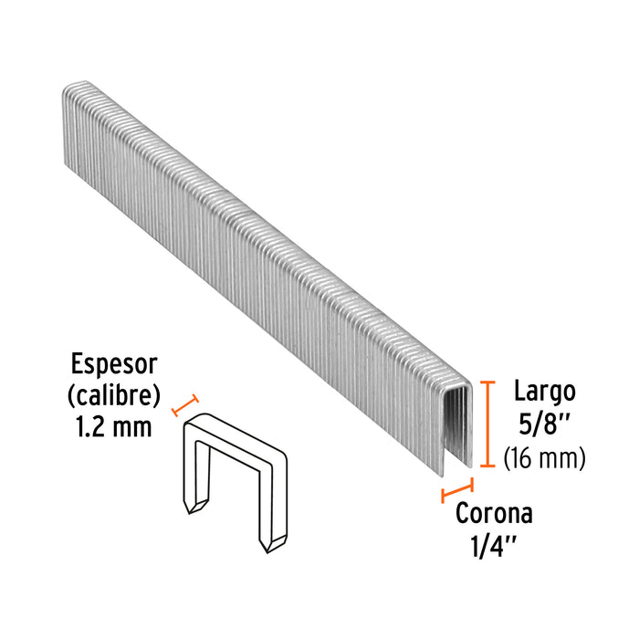 Caja con 5000 grapas corona 1/4' calibre 18, 16mm p/ENNE-120 Código: 18271