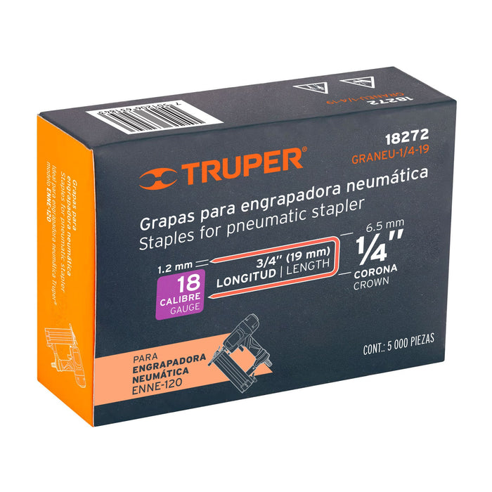 Caja con 5000 grapas corona 1/4' calibre 18, 19mm p/ENNE-120 Código: 18272