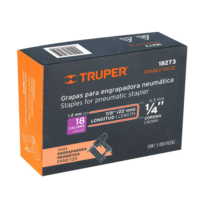 Caja con 5000 grapas corona 1/4' calibre 18, 22mm p/ENNE-120 Código: 18273