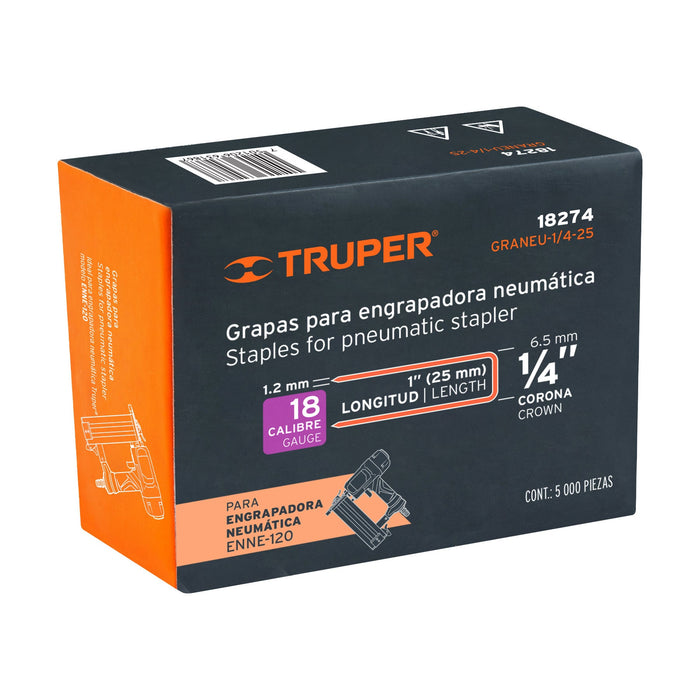 Caja con 5000 grapas corona 1/4' calibre 18, 25mm p/ENNE-120 Código: 18274