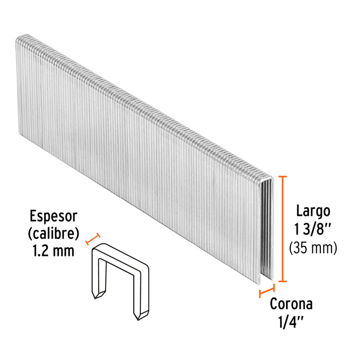 Caja con 5000 grapas corona 1/4' calibre 18, 35mm p/ENNE-120 Código: 18277