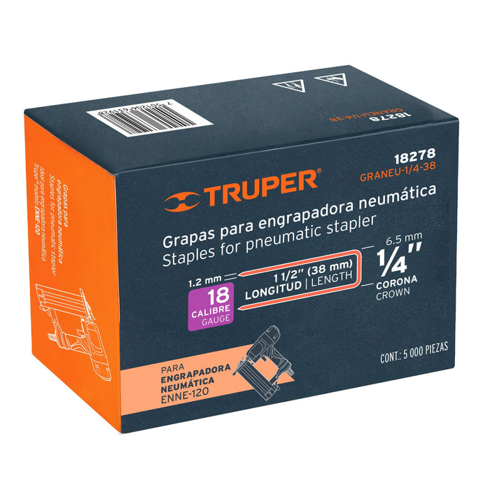 Caja con 5000 grapas corona 1/4' calibre 18, 38mm p/ENNE-120 Código: 18278