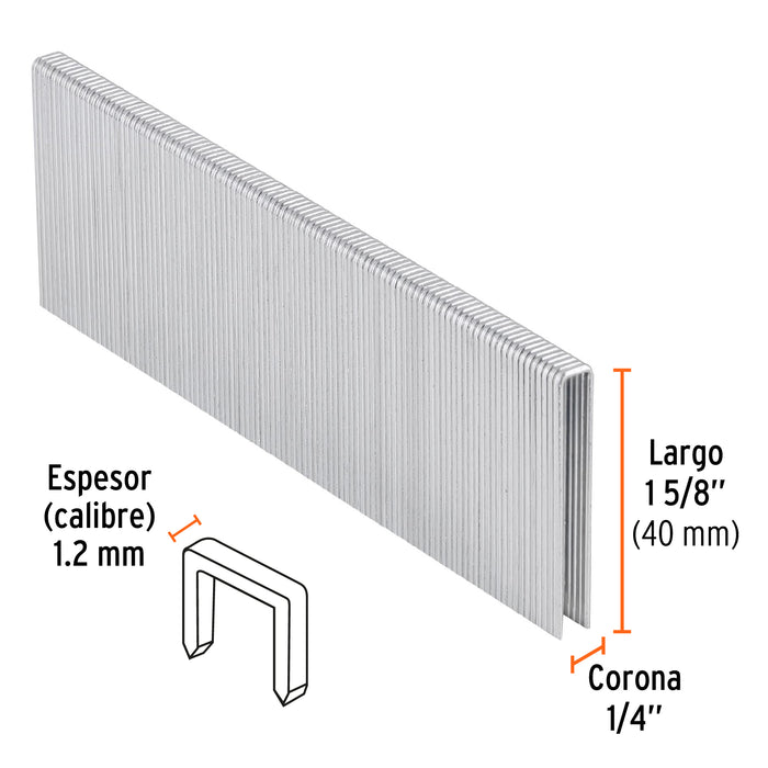 Caja con 5000 grapas corona 1/4' calibre 18, 40mm p/ENNE-120 Código: 18279