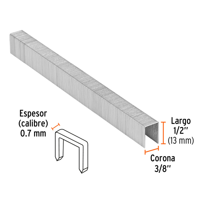 Caja con 5000 grapas corona 3/8' calibre 22, 13mm p/ENNE-70 Código: 13245